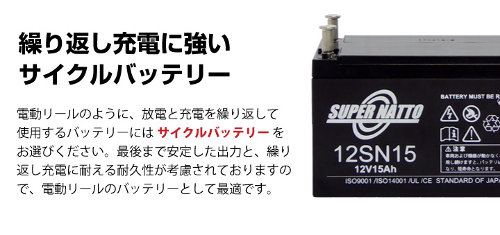 繰り返し充電に強いサイクルバッテリー