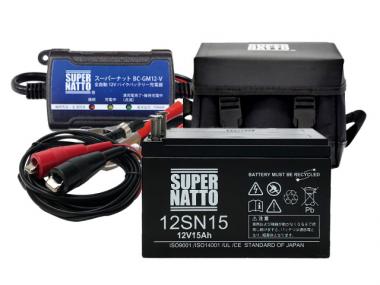ST1215(軽量電源コード+充電器+バッテリー(12V15Ah)+防水キャリーケースセット)スーパーナット
