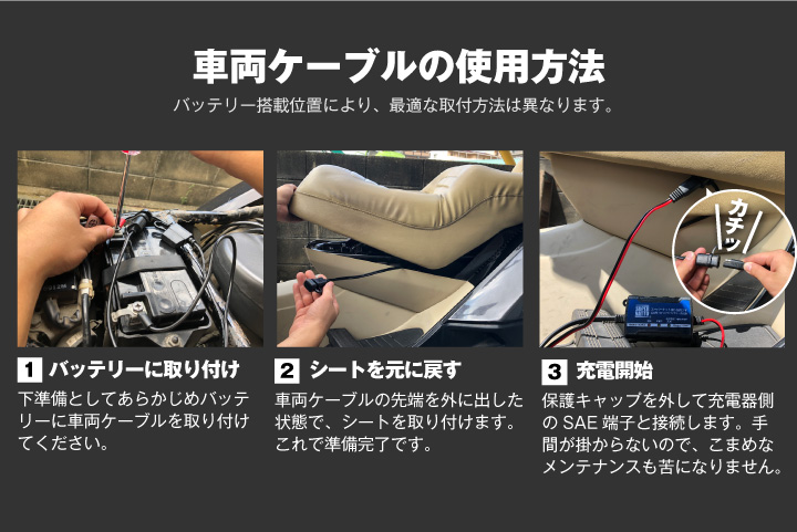 車両ケーブルの使用方法