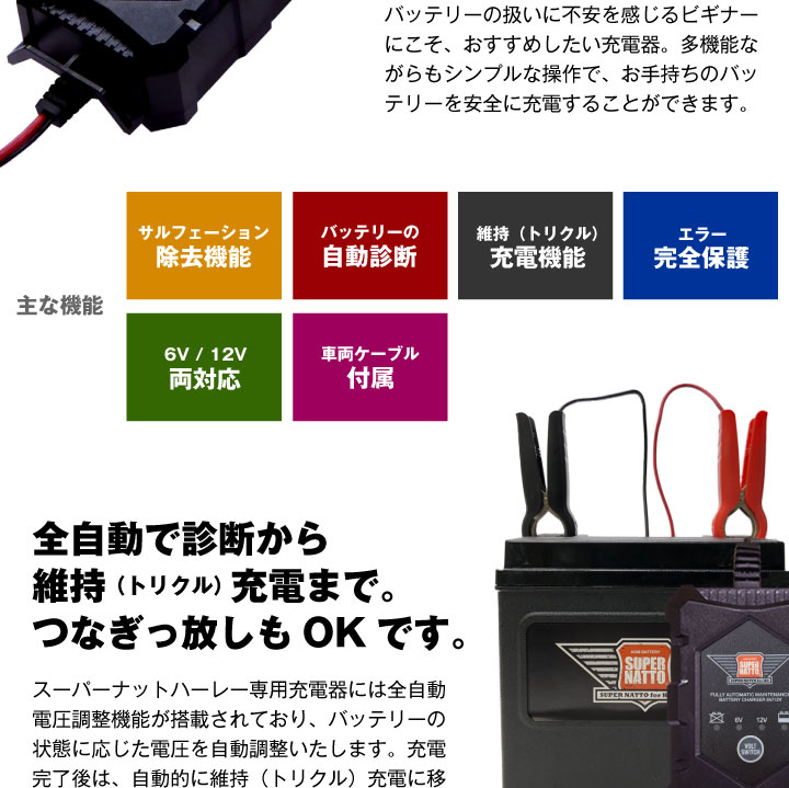 ハーレー専用バッテリー＋充電器セット AGMバッテリー 65989-97S TECMATE Optimate JAPAN（TM-447）セット  通販